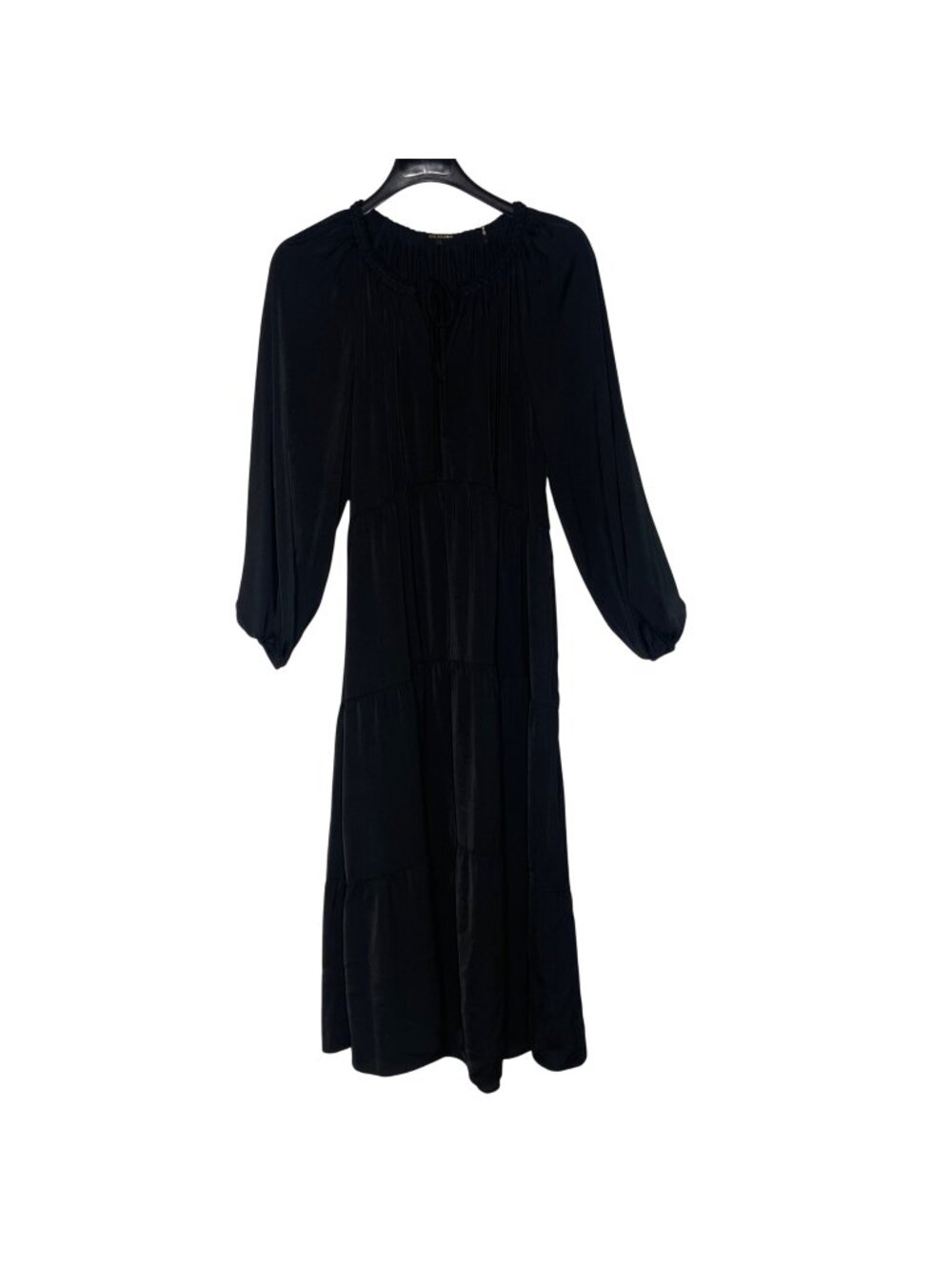 Kobi Halperin Tiered Maxi Dress Sz MED Witchy Whimsigoth Minimalist Tie Neck